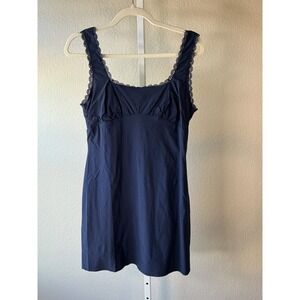 The Workshop Navy Blue Lace Trim Slip Dress Mini Size L